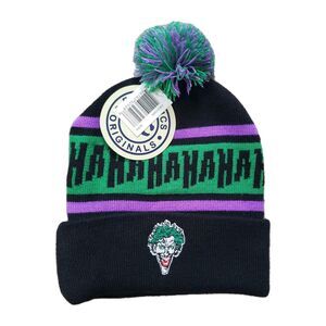 NWT 2017 Joker Ha Ha Ha Pom Beanie Hat Skully DC Comics Batman Justice League
